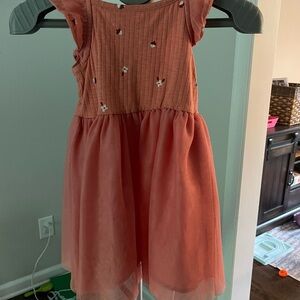 Cat & Jack Coral Kids Dress with Floral Acorn Accents